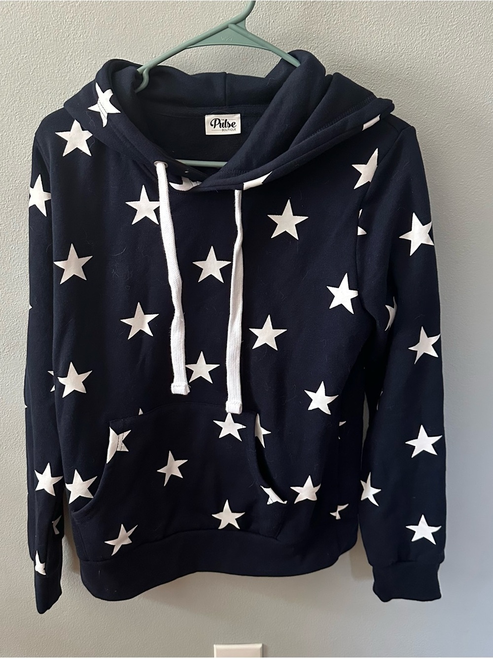 Pulse Navy Hoodie with White Star Print